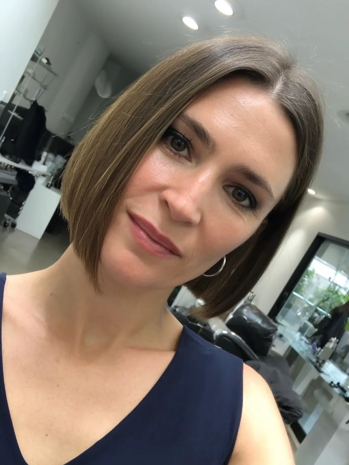 Classic Chin-Length Chocolate Brown Bob Without Bangs