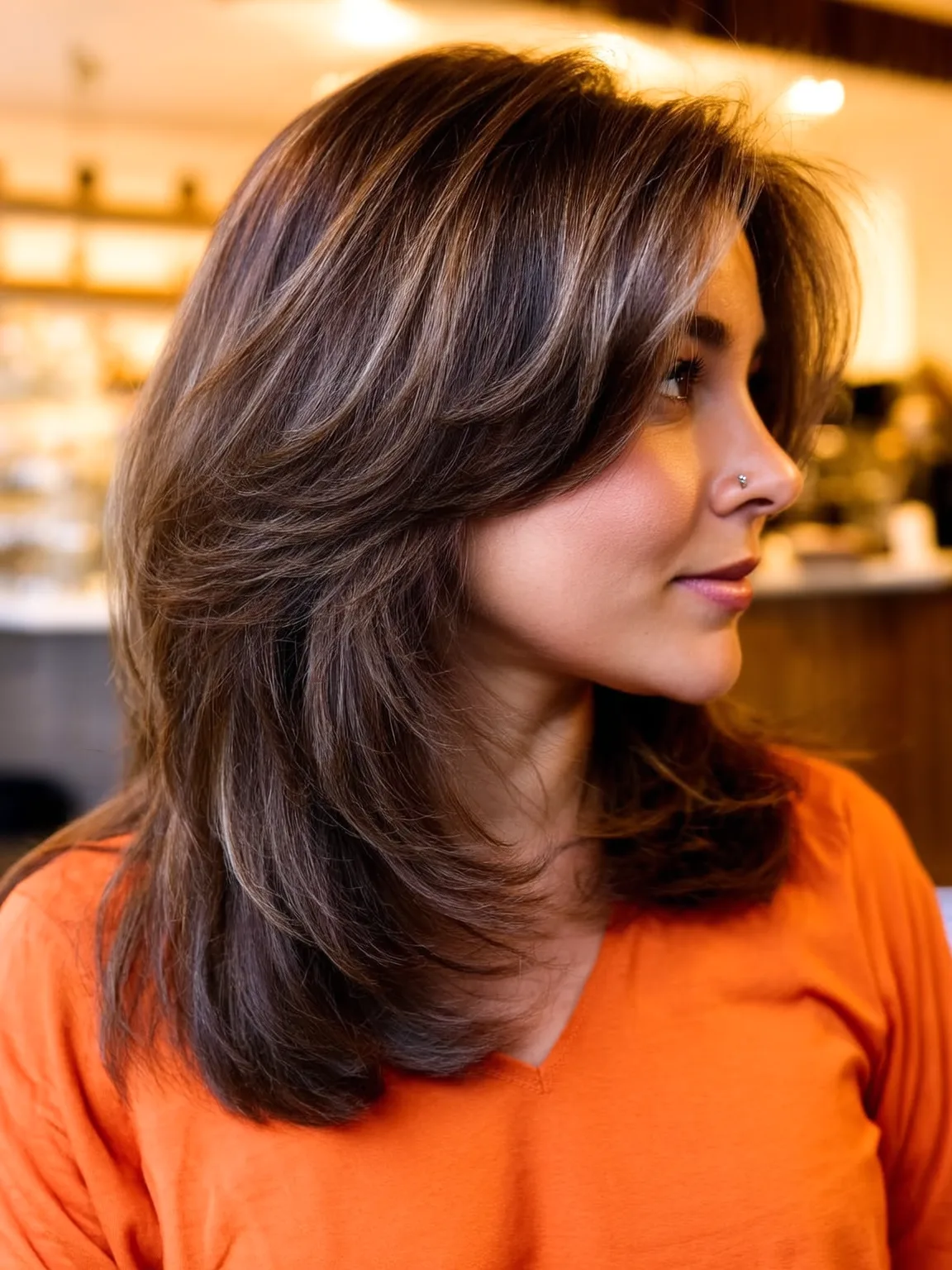 Medium Layered Cut with Chocolate Highlights
