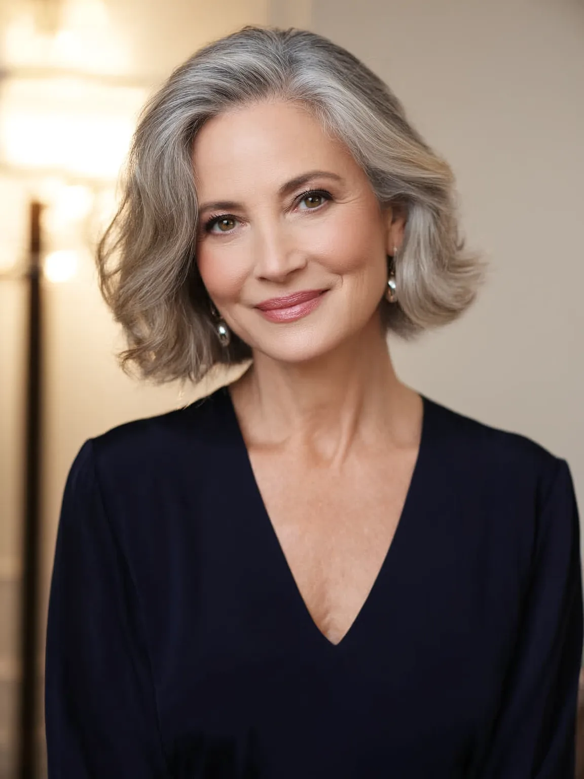 Chin-Length Wavy Silver Frost Bob