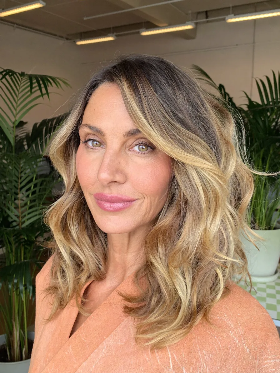 Modern Layered Medium-Length Hair with Honey Blonde Balayage