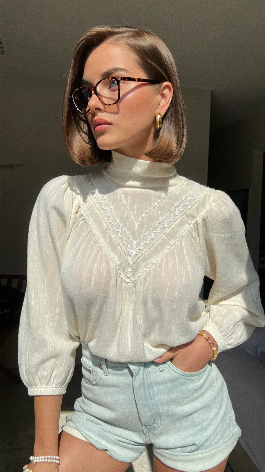 Sleek Chin-Length Blunt Bob with Deep Side Part