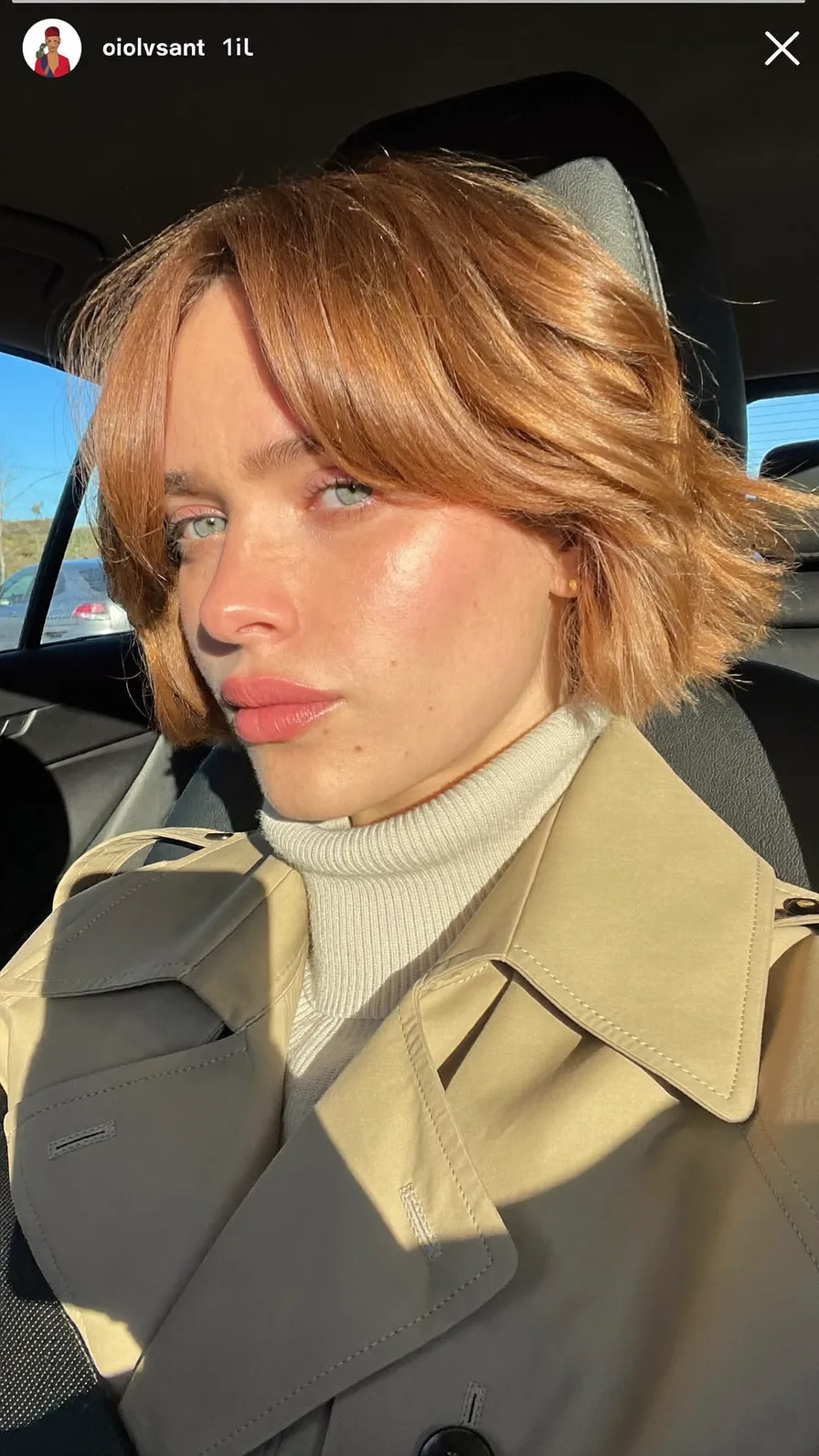 Chin-Length Warm Copper Brown Blunt Bob with Curtain Bangs