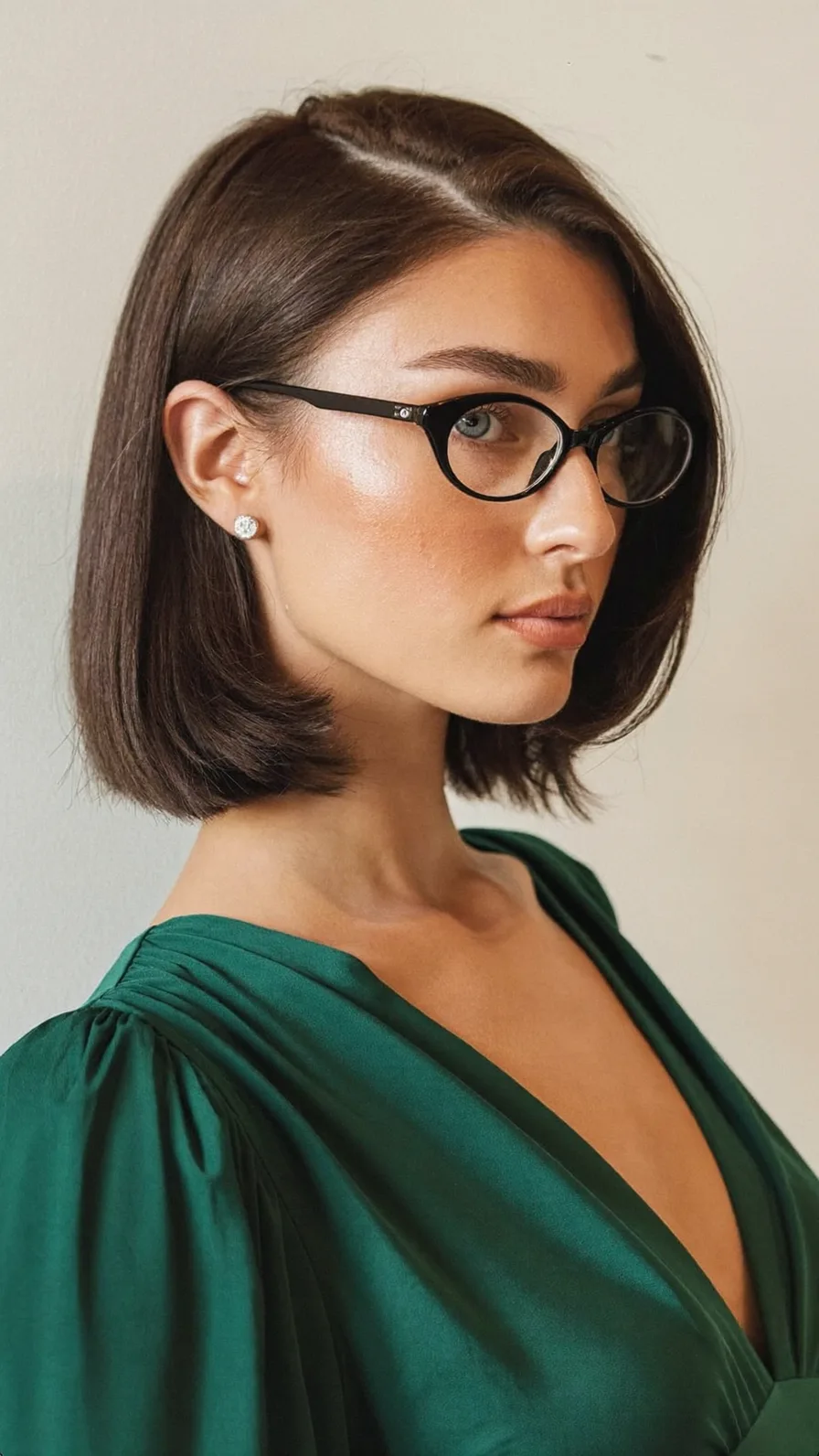 Sleek Chin-Length Blunt Bob with Side Part