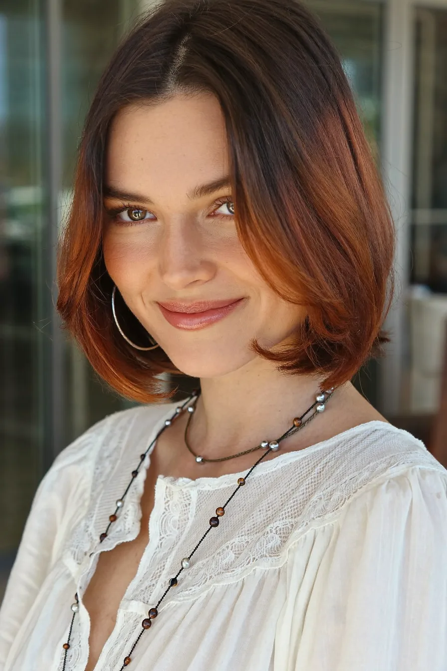 Classic Chin-Length Bob with Subtle Curtain Bangs
