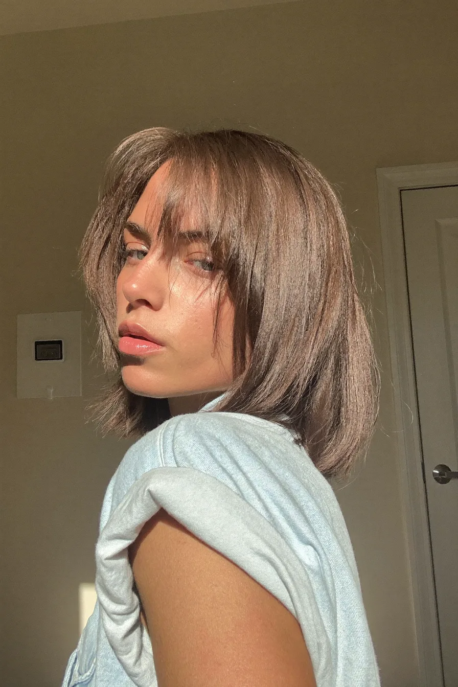 Chic Blunt Chin-Length Bob with Wispy Center-Parted Bangs