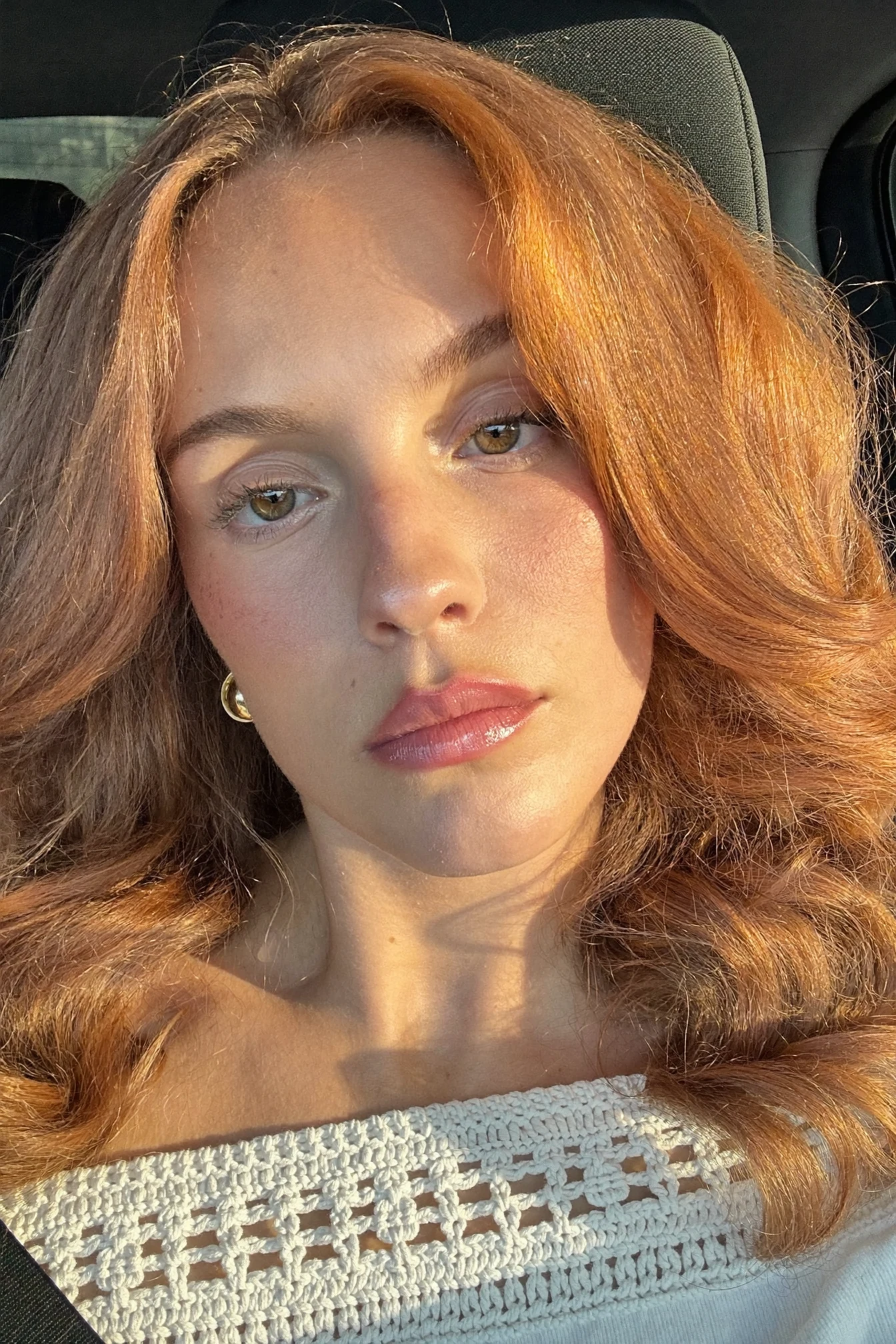 All-Over Caramel-Colored Lob with Natural Texture
