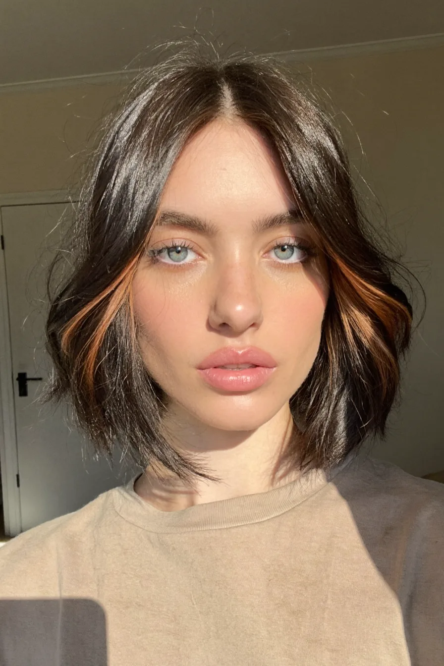 Soft Wavy Bob Featuring Cool Charcoal Brunette Base
