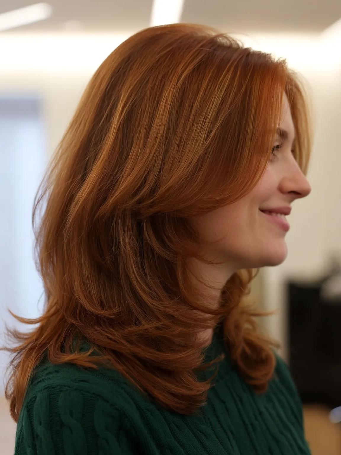High-Volume Long Copper Auburn Layers with Natural Waves