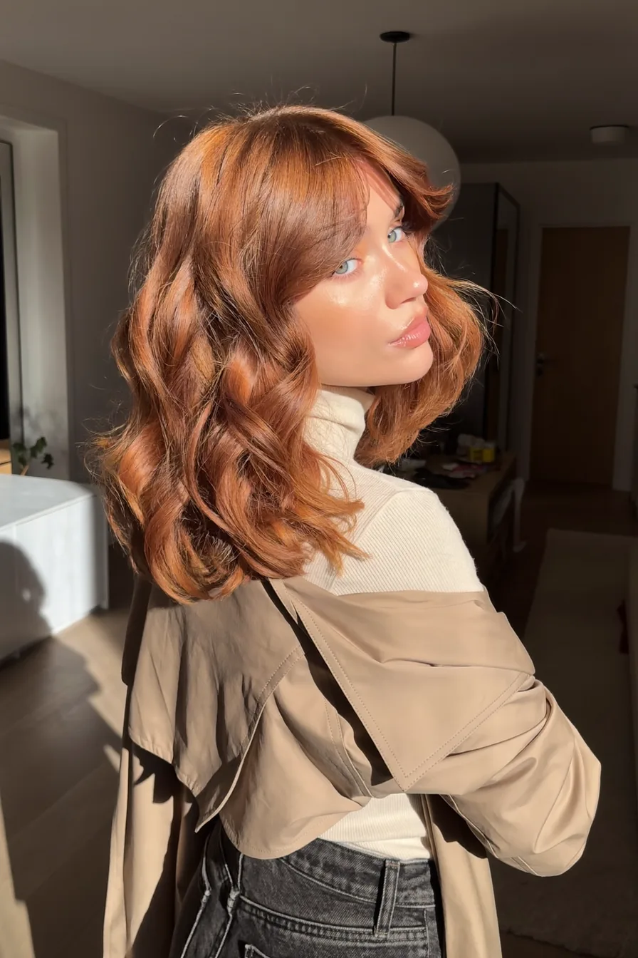 Soft Copper Red Shag with Loose Waves for Modern Elegance