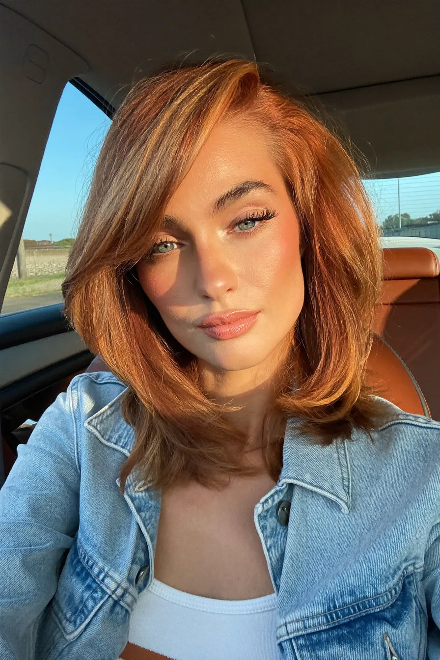 Voluminous Copper Red Shag with Soft Face-Framing Layers
