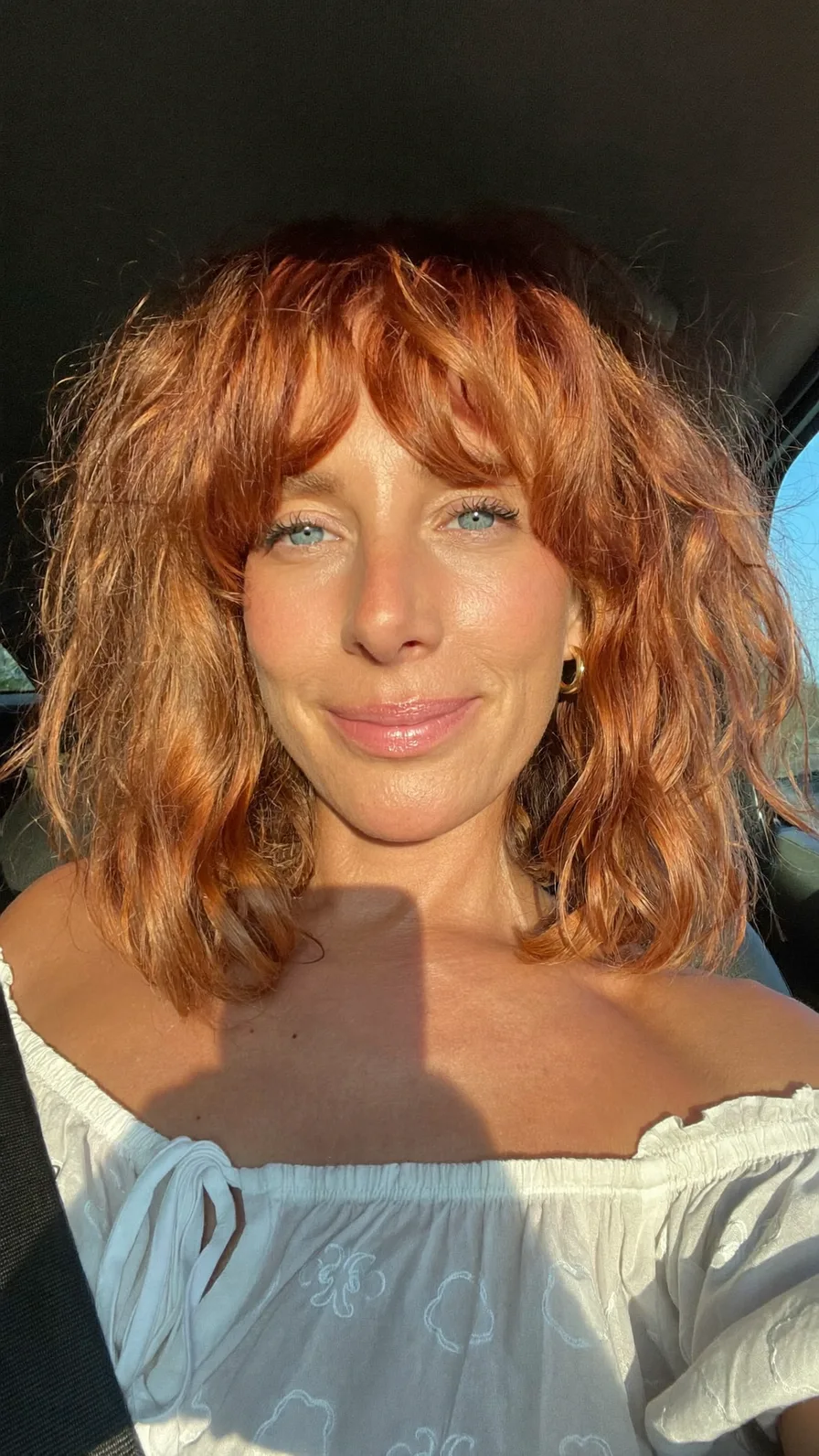 Voluminous Copper Red Shag with Textured Curtain Bangs