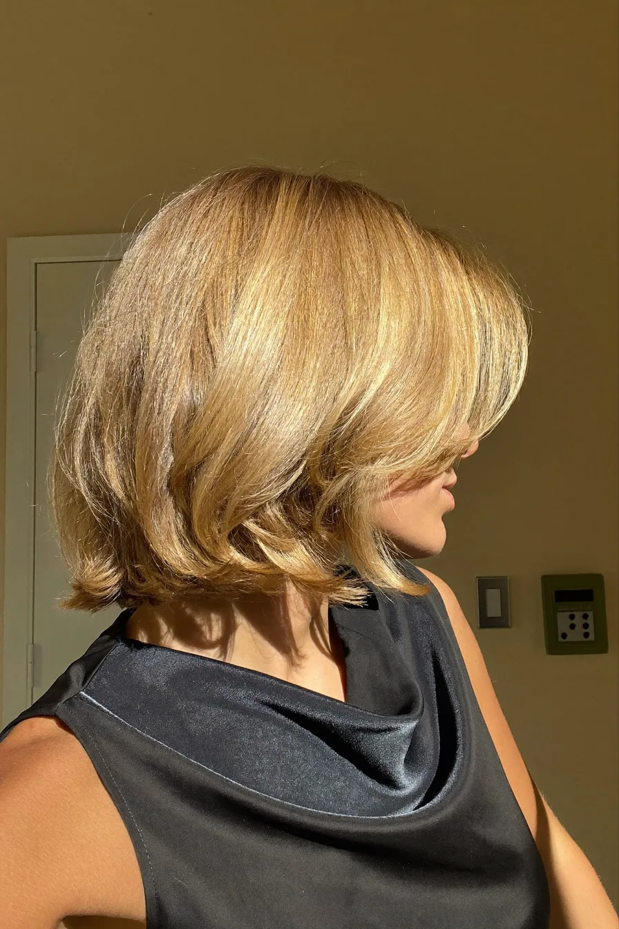 Lustrous Bob with Crème Brûlée Blonde for Effortless Shine