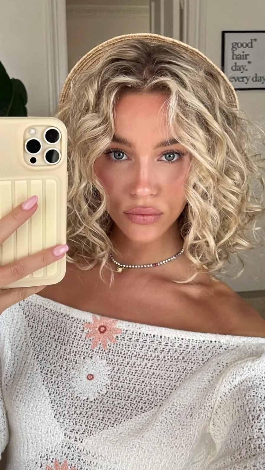 Voluminous Curly Layered Bob with Curtain Bangs