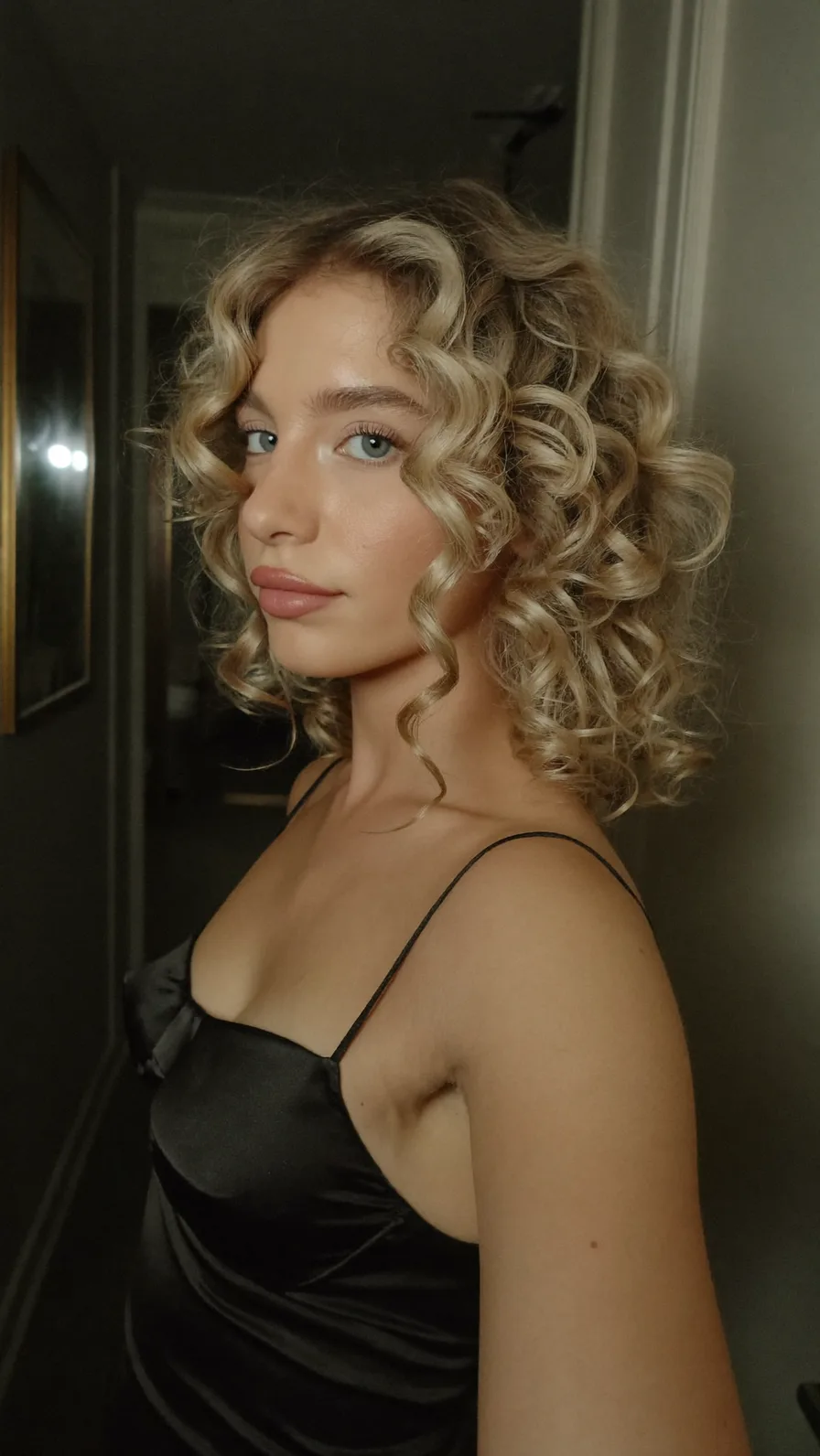 Chin-Length Voluminous Curly Bob with Soft Side Part