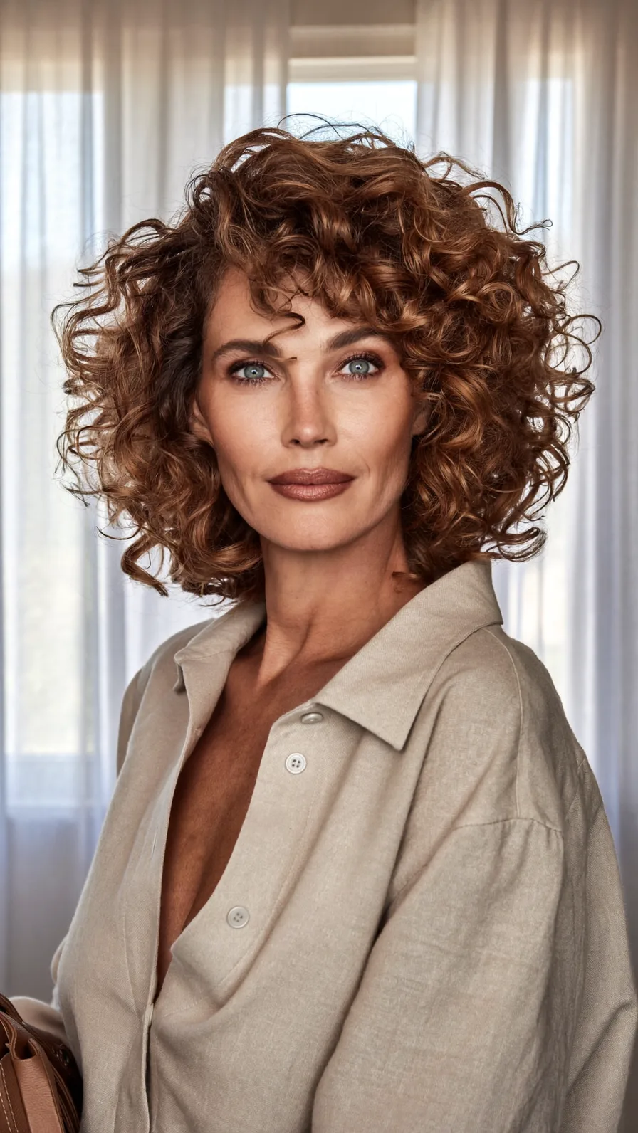 Voluminous Curly Bob with Defined Layers and Natural Bounce