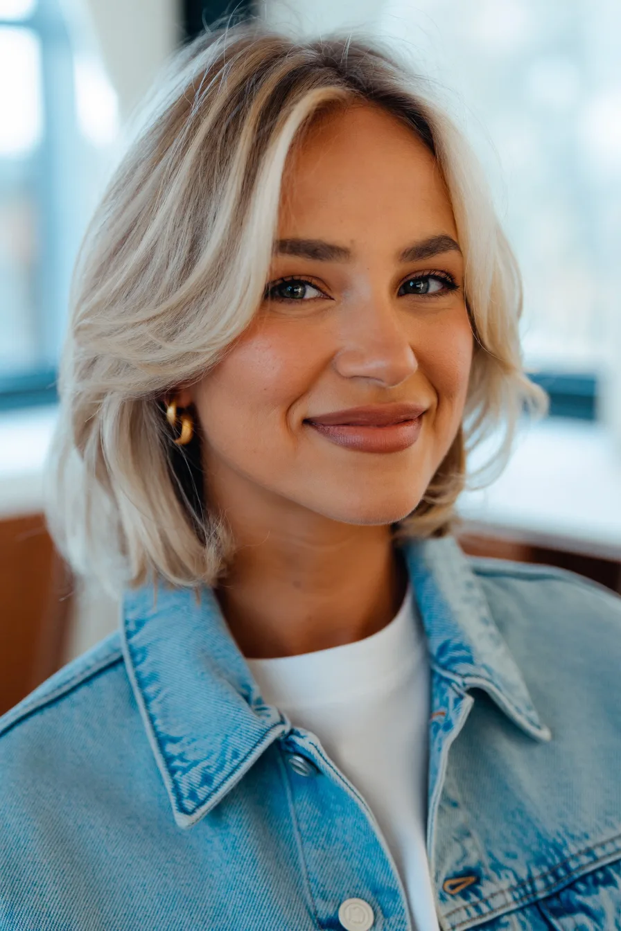 Chic Blonde Bob with Softly Blended Curtain Bangs for Effortless Volume