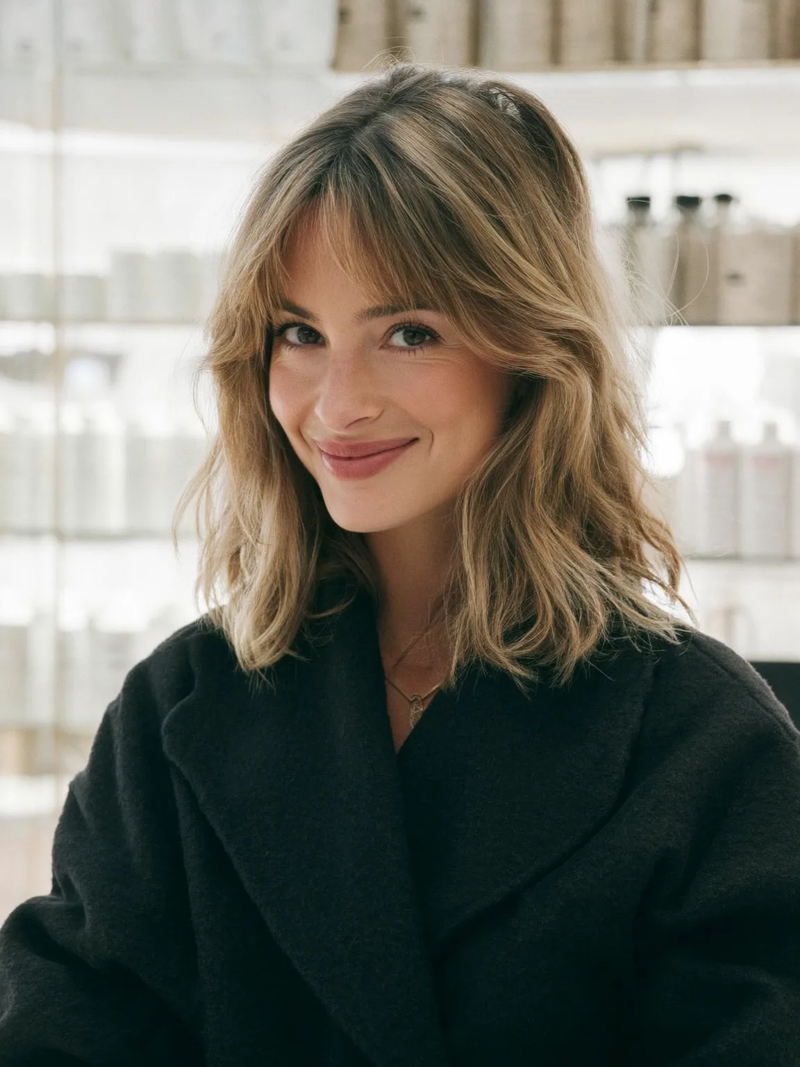 Soft Wavy Lob with Natural Honey Blonde Balayage