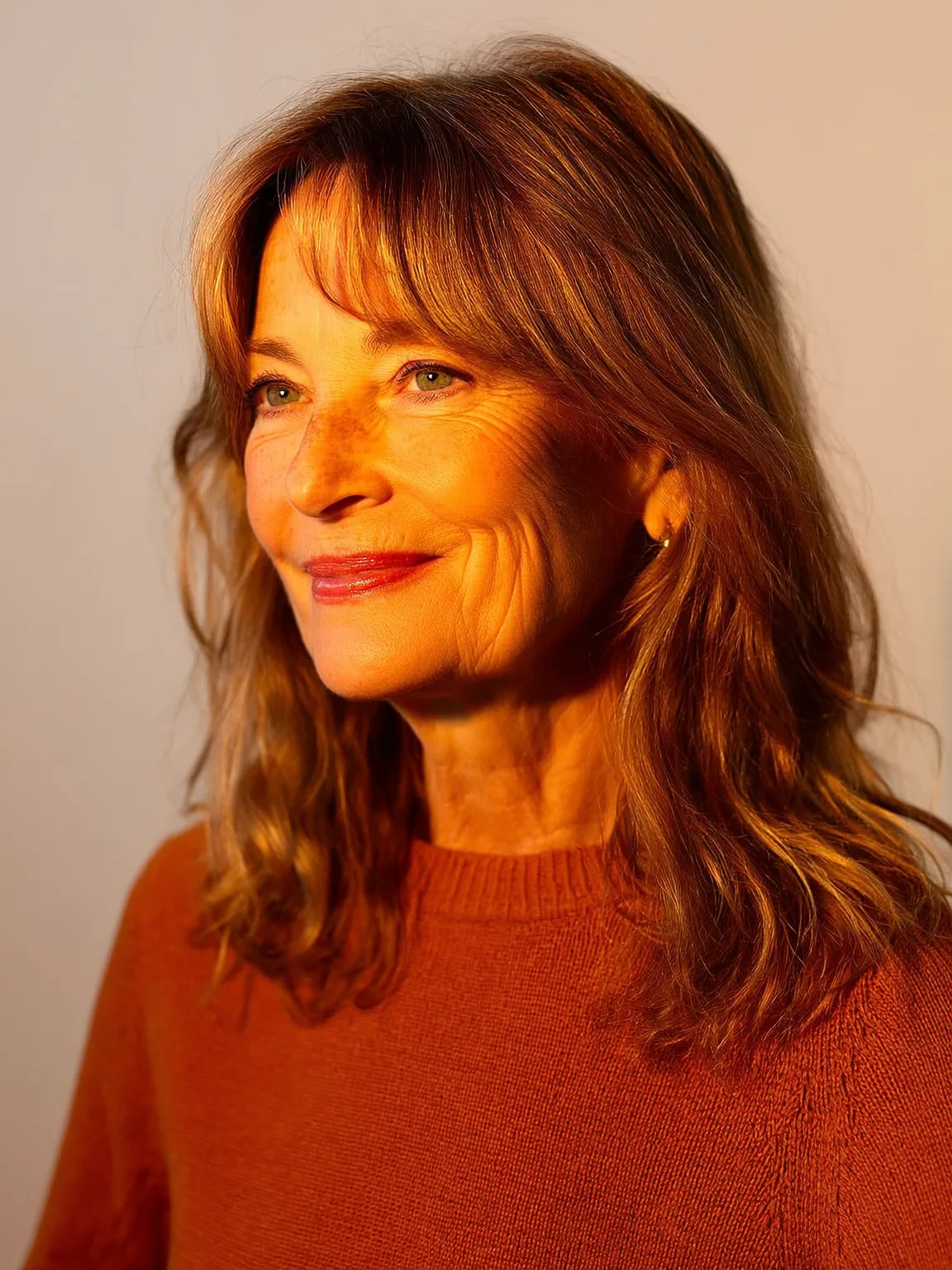 Layered Shoulder-Length Cut with Warm Caramel Waves