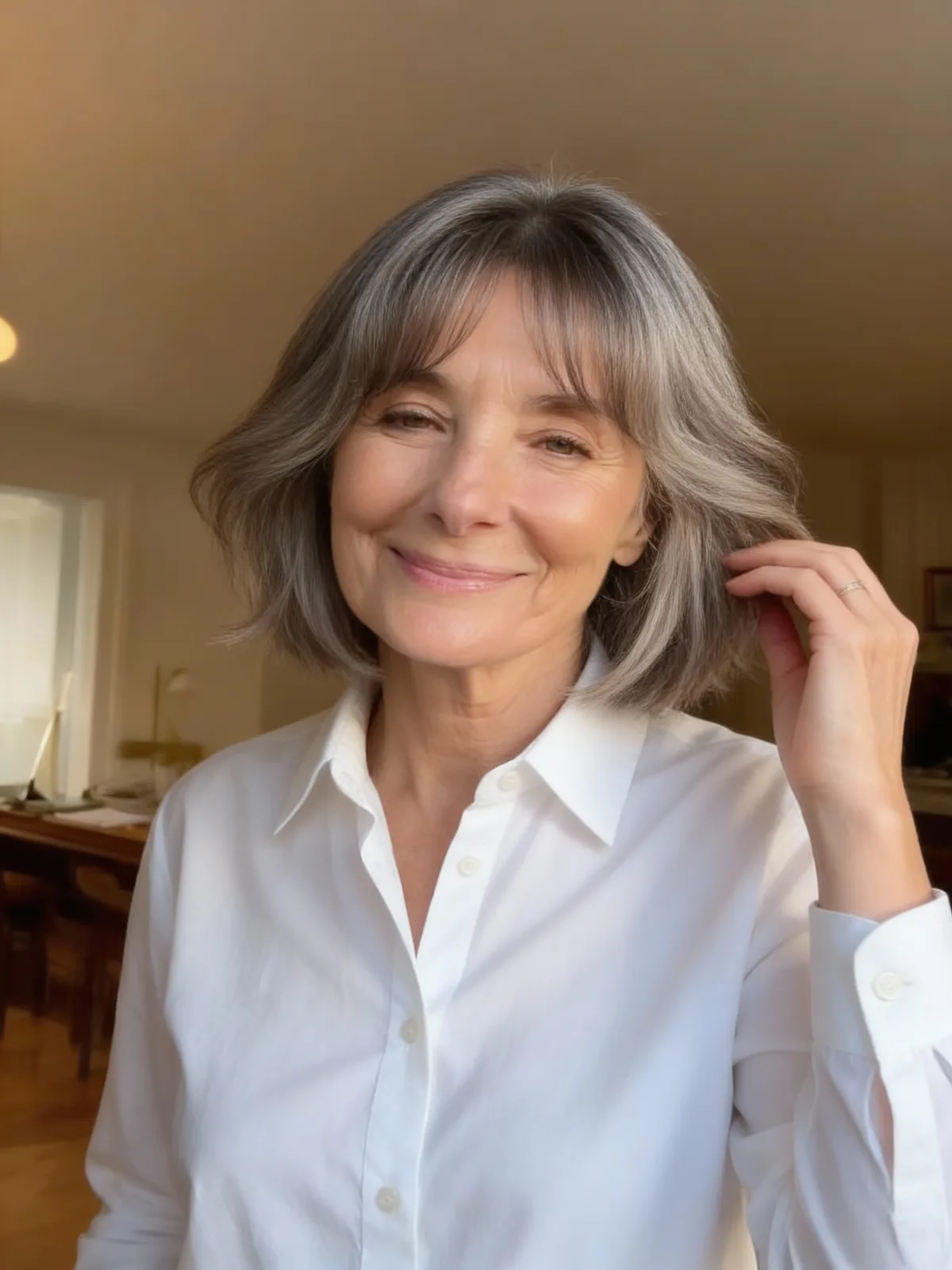 Classic Wavy Bob with Soft Silver Elegance