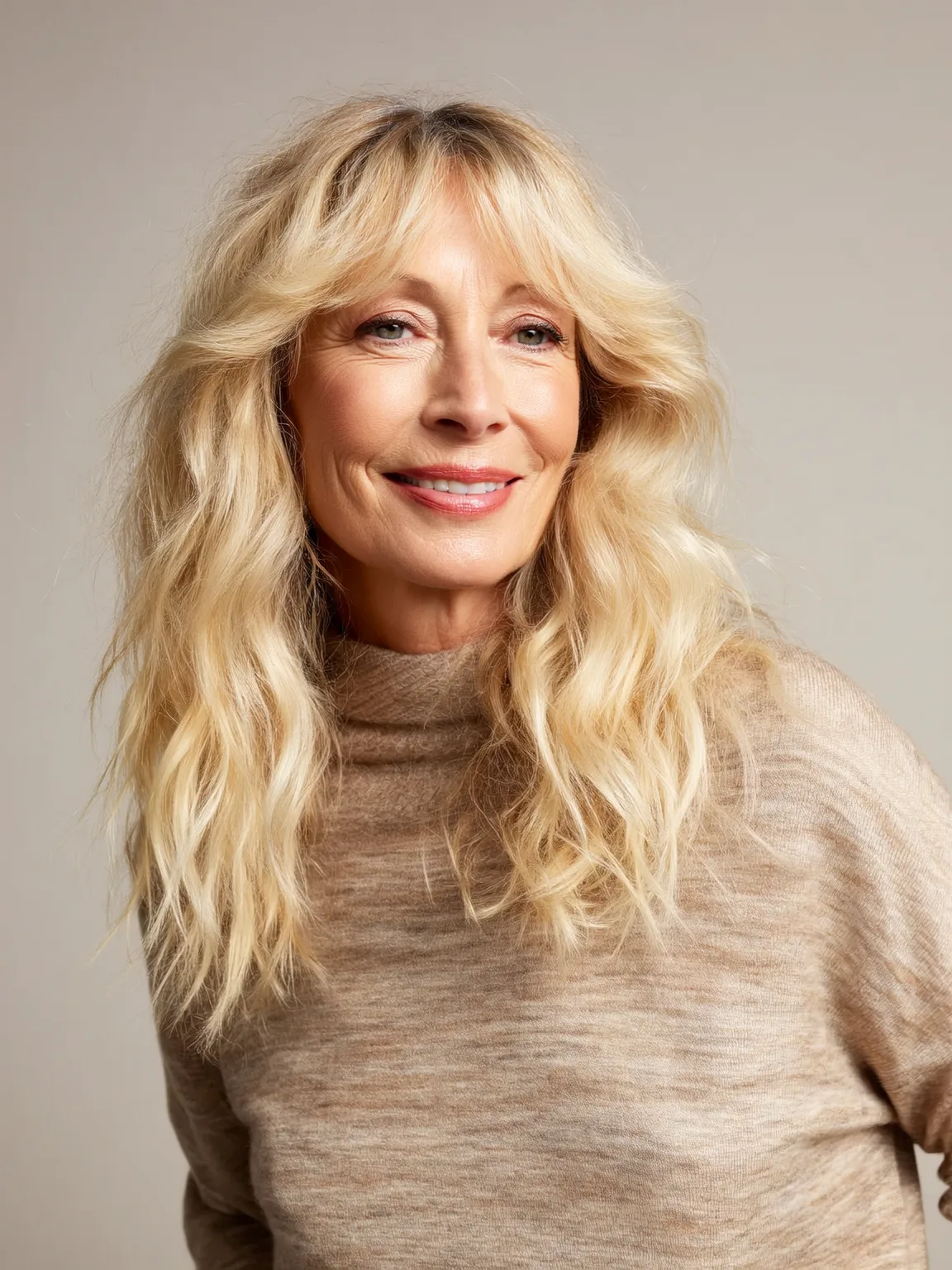 Long Wavy Layers in Soft Sandy Blonde