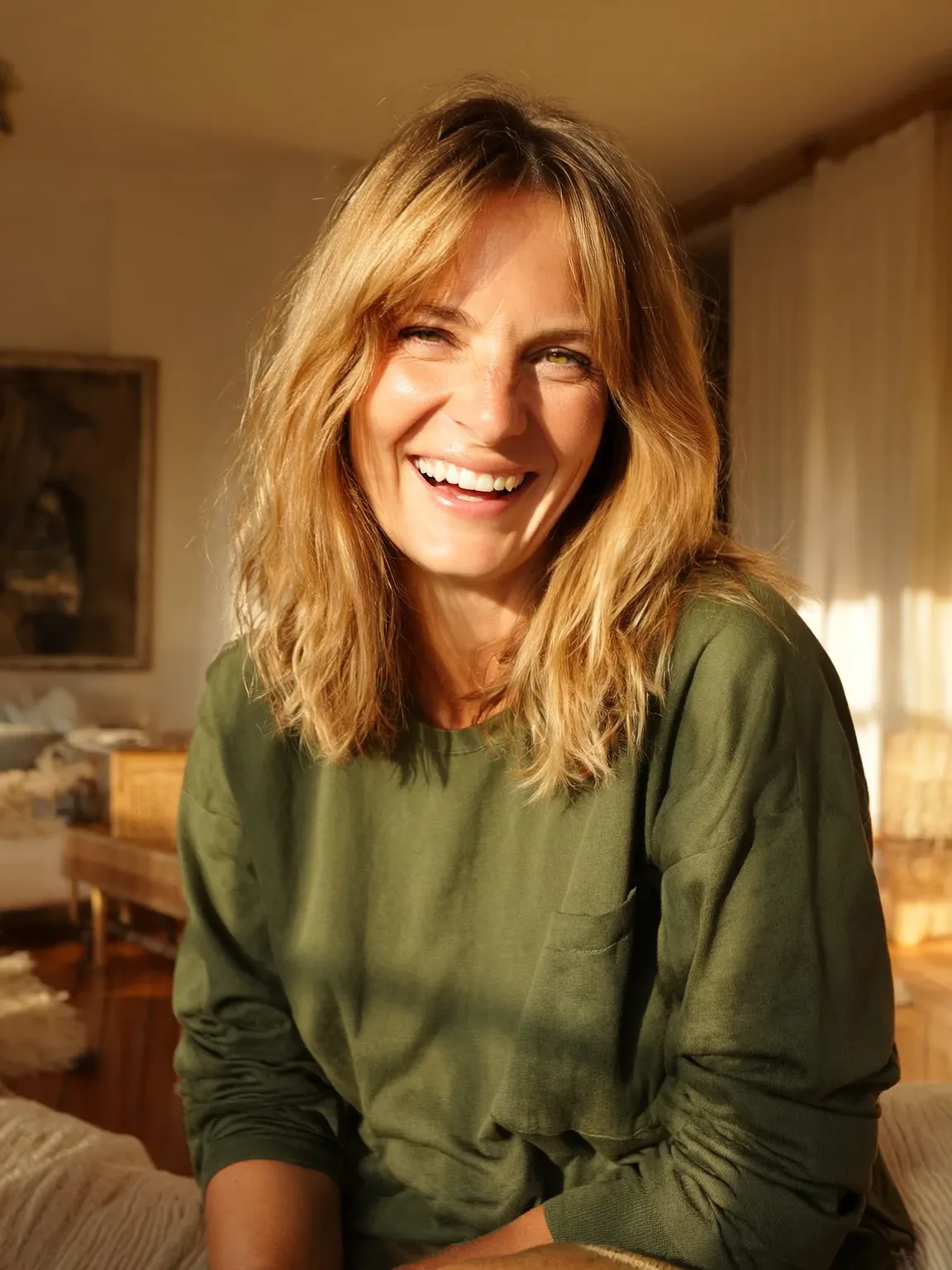 Shoulder-Length Lob with Sandy Blonde Balayage