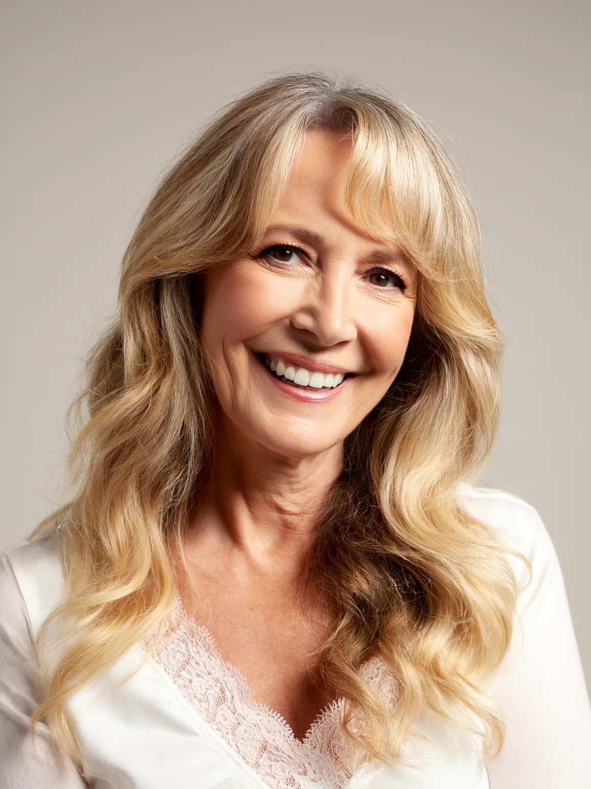 Voluminous Warm Honey Blonde Waves with Layers
