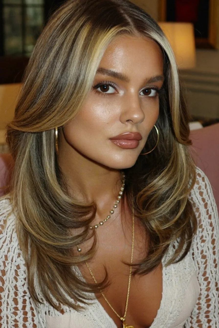 Balayage Blonde Wavy Long Layered Haircut with Face-Framing Highlights