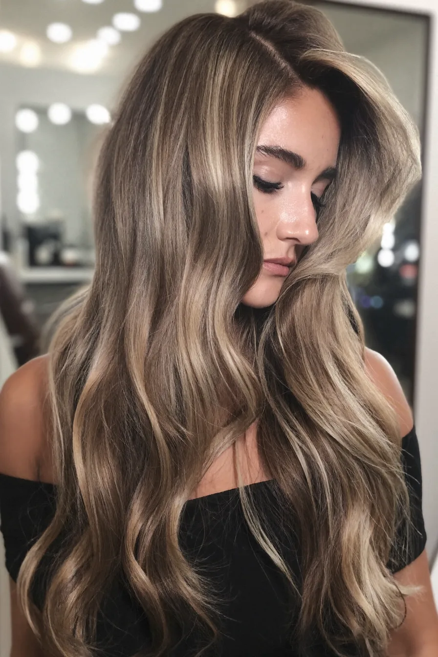 Soft Balayage Blonde Wavy Long Layered Hairstyle for Effortless Volume