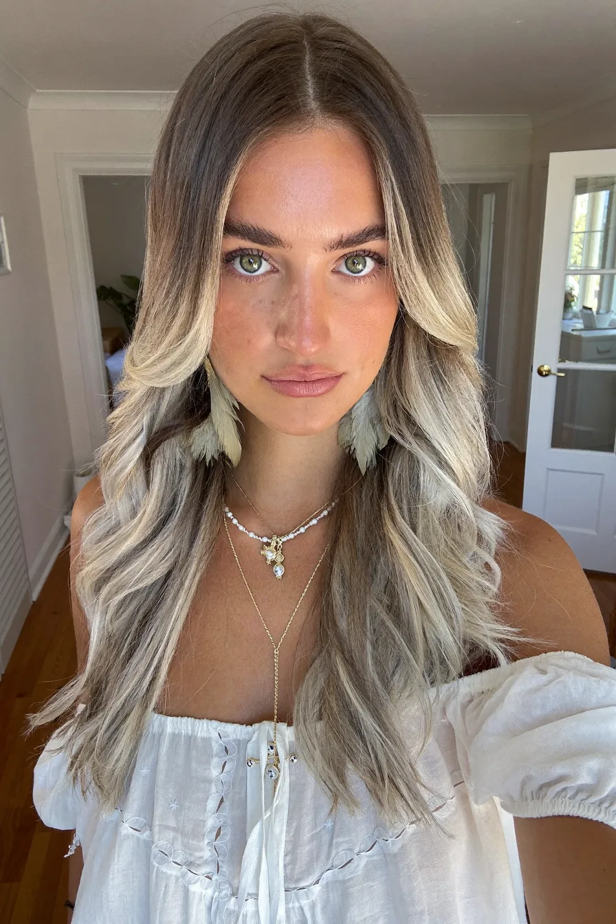 Sun-Kissed Balayage Blonde Wavy Long Layered Hair for Effortless Glam