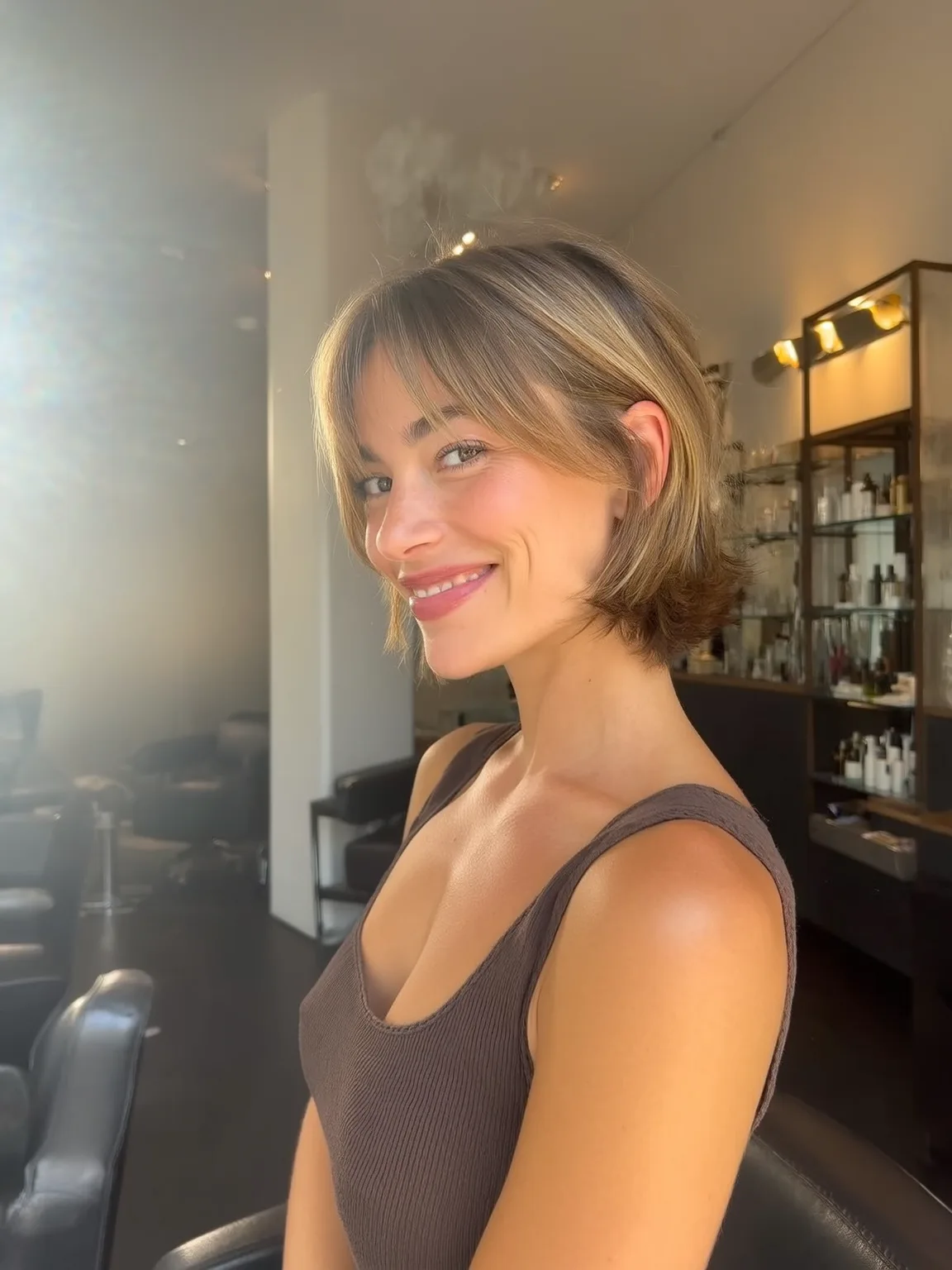 sandy blonde with subtle highlights bob