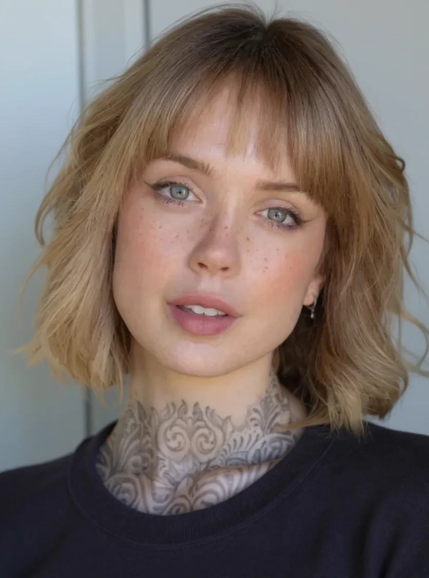 sun-kissed sandy blonde bob