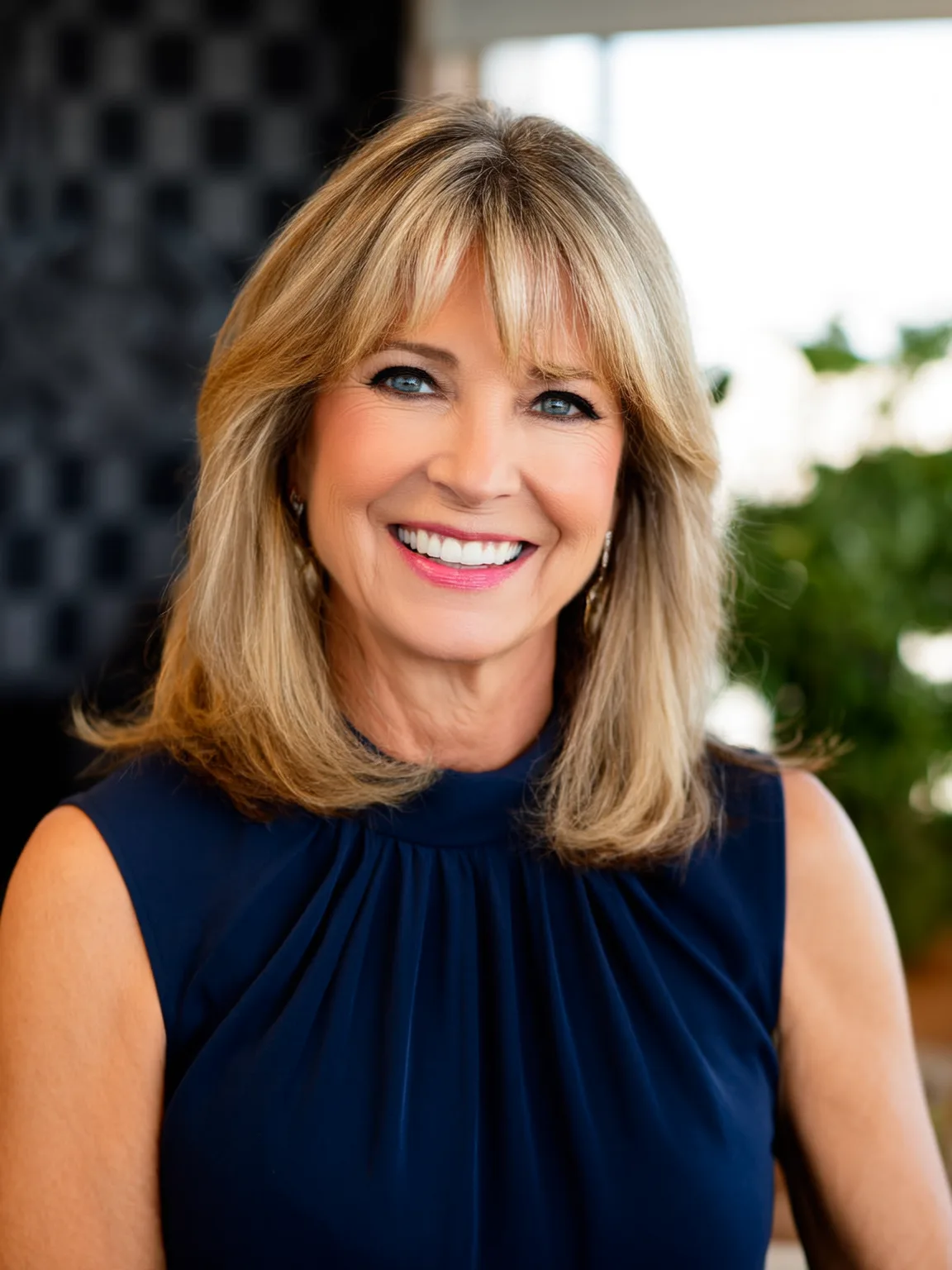 Shoulder-Length Layers with Sandy Blonde Highlights