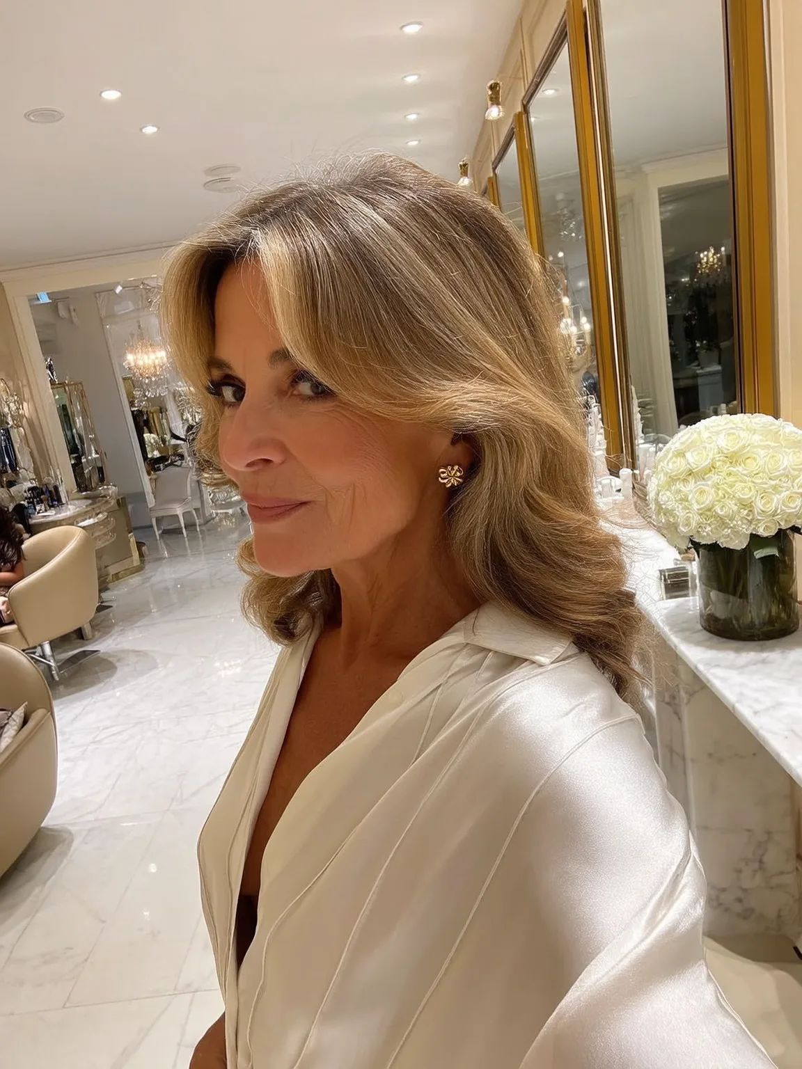 Layered Shoulder-Length Cut with Sandy Blonde Balayage