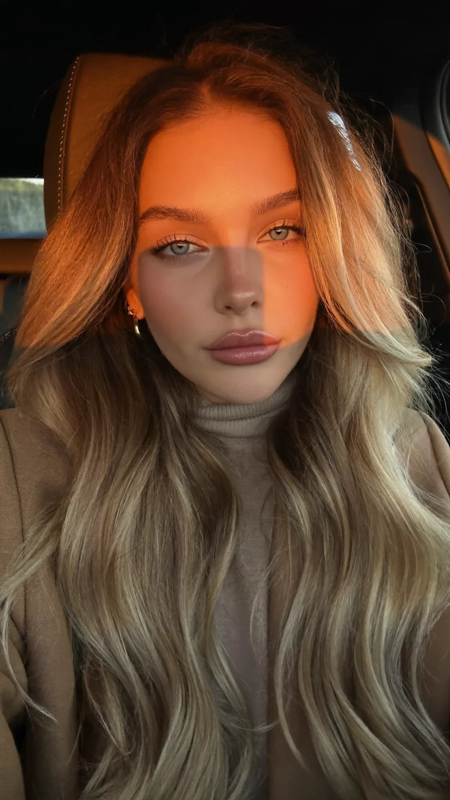 Long Layered Waves with Warm Honey Blonde Balayage Highlights
