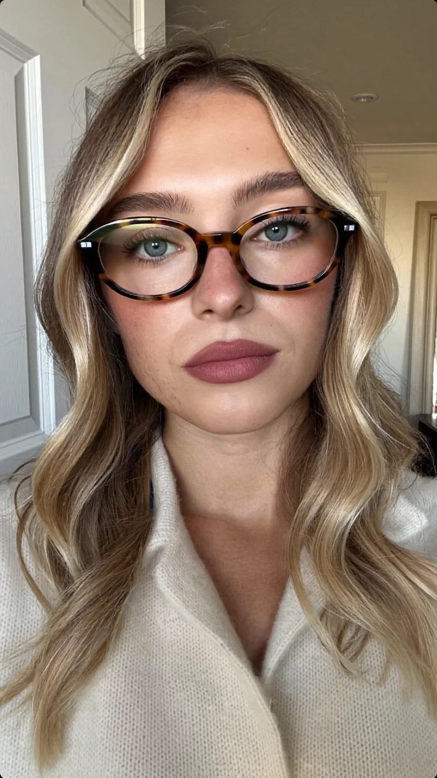 Modern Center-Parted Wavy Balayage with Curtain Bangs