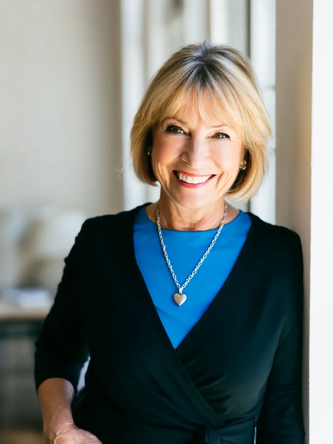 Chin-Length Golden Blonde Bob with Wispy Bangs