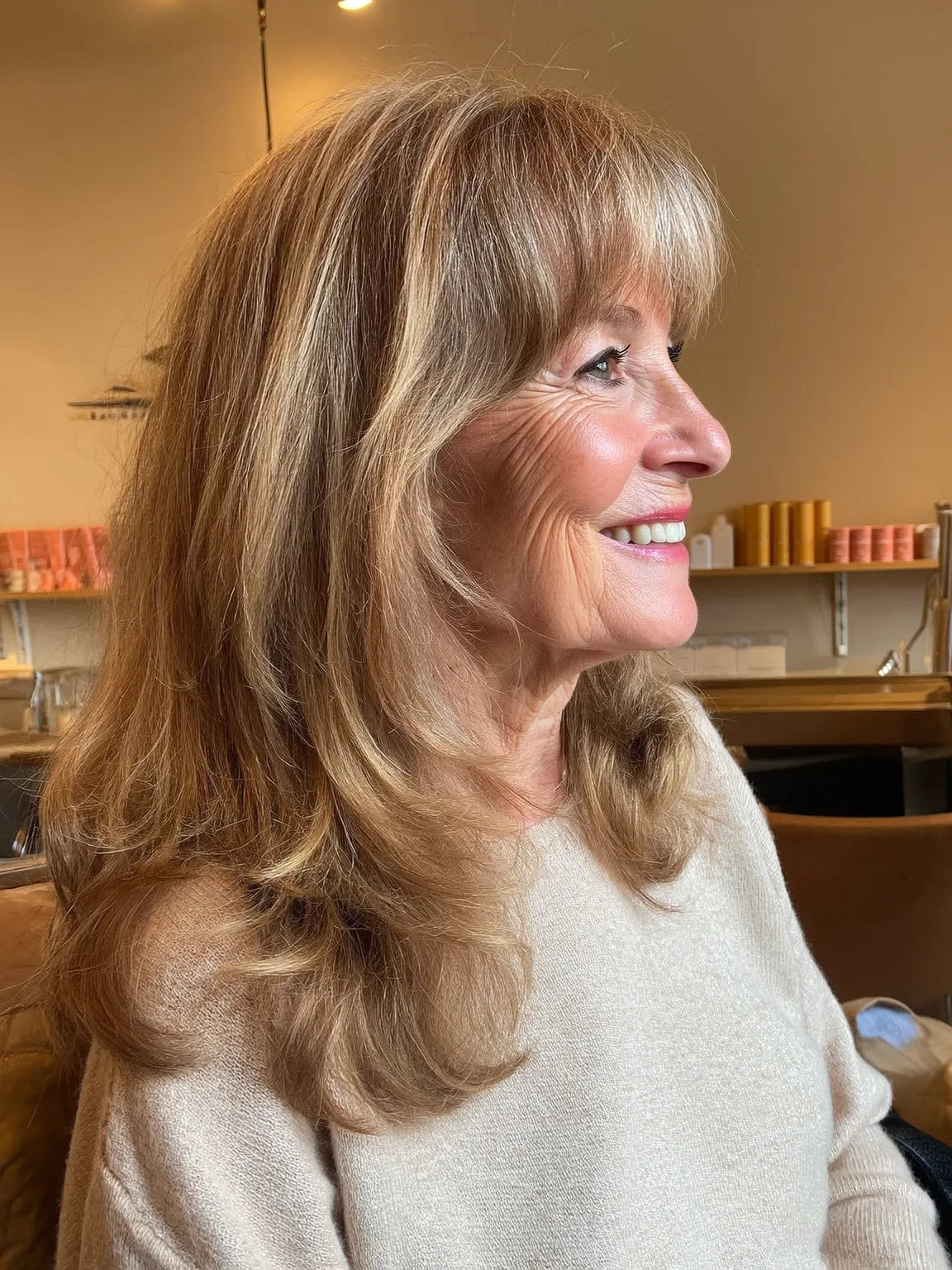 Long Layers with Golden Blonde Highlights