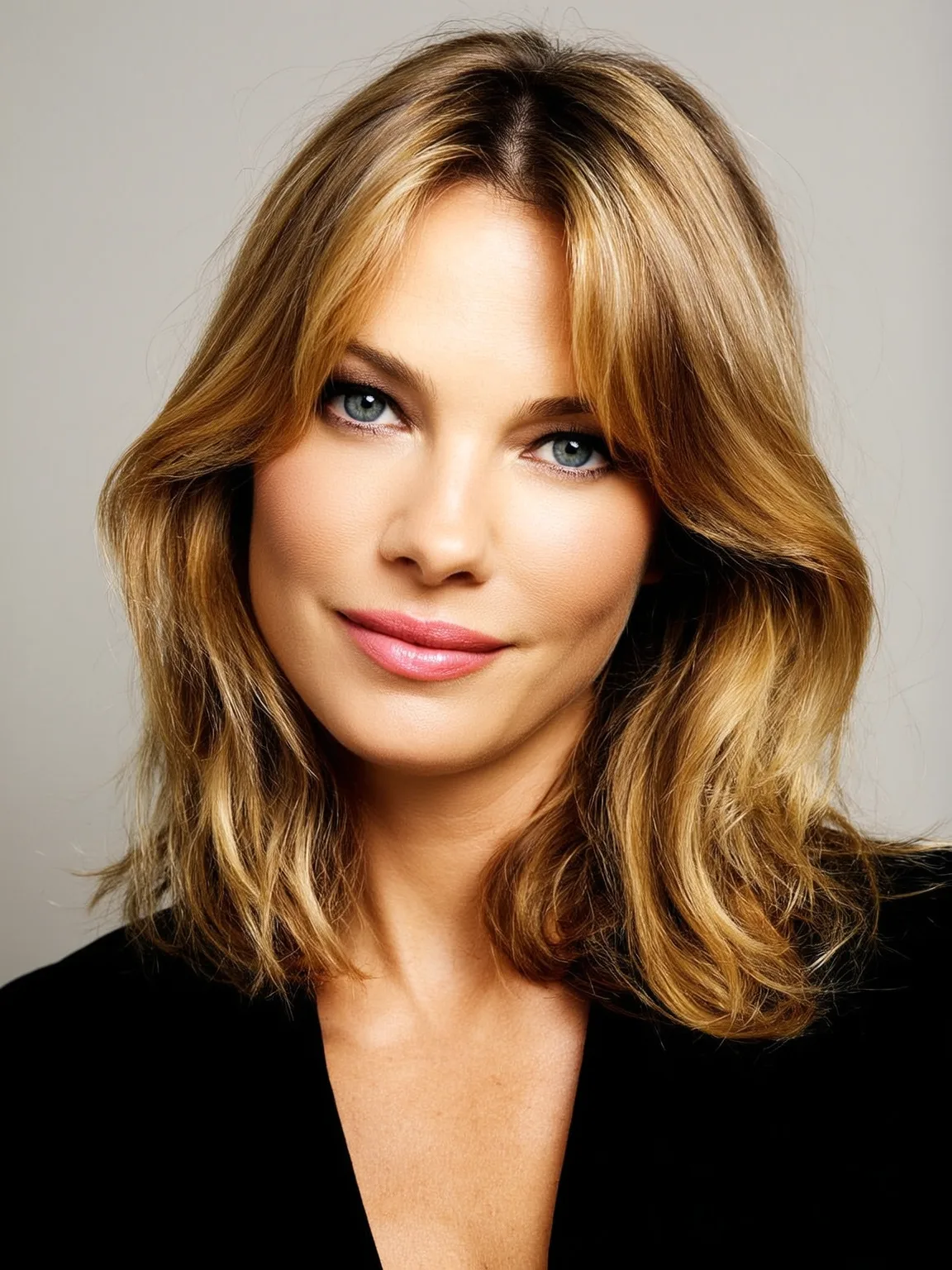 Shoulder-Length Lob with Sandy Blonde Balayage
