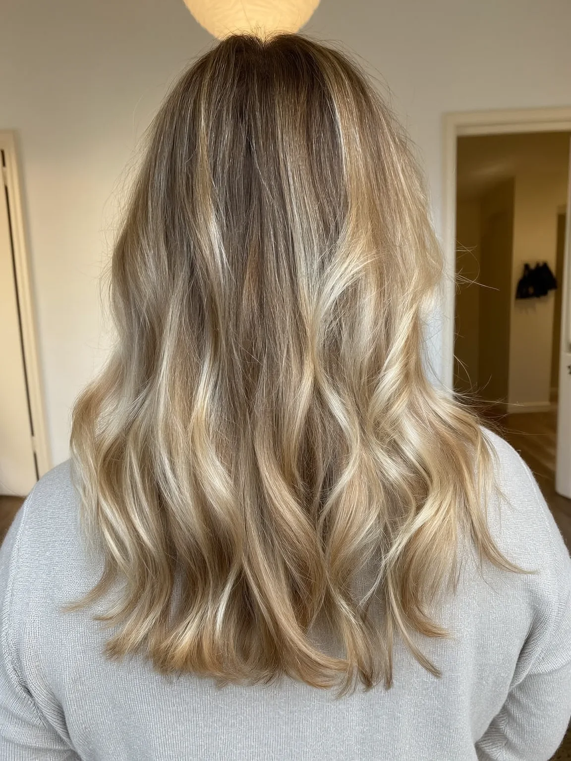 sandy blonde with caramel highlights layers