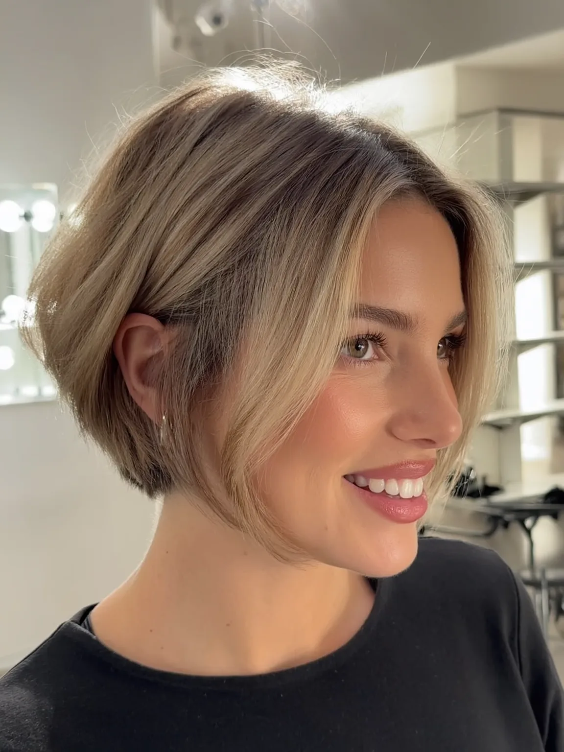 Sleek Sandy Blonde Bob without Bangs for Oval Faces