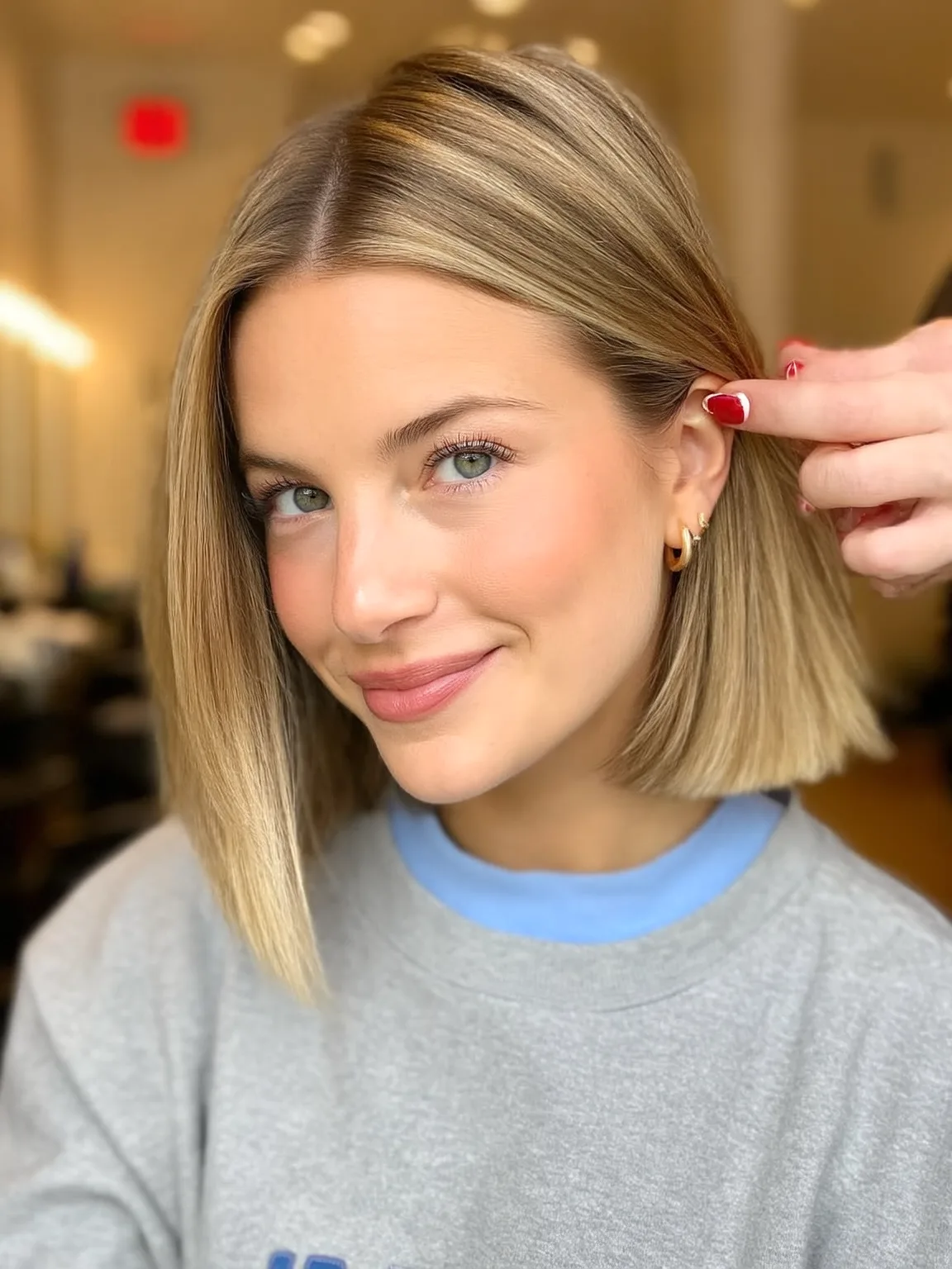 Air-Dried Sandy Blonde Chin-Length Bob