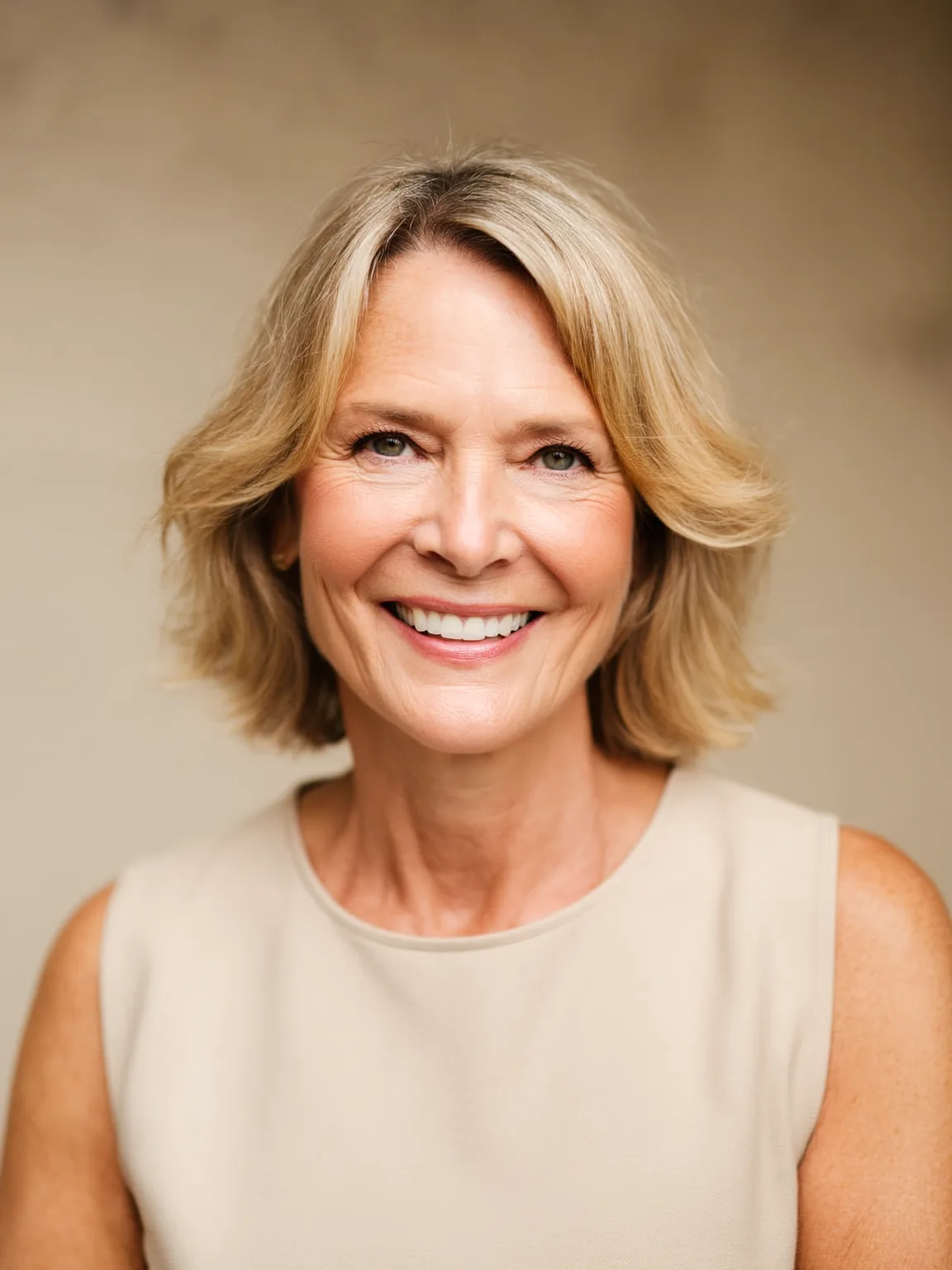 Chin-Length Wavy Bob with Sandy Blonde Shine