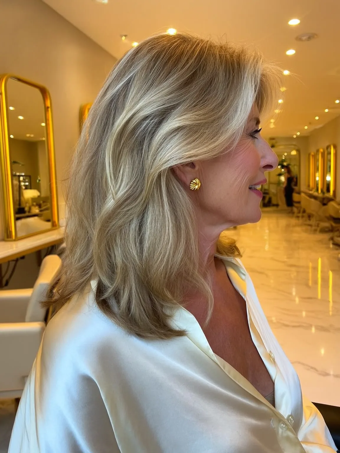 Shoulder-Length Layered Cut in Soft Sandy Blonde