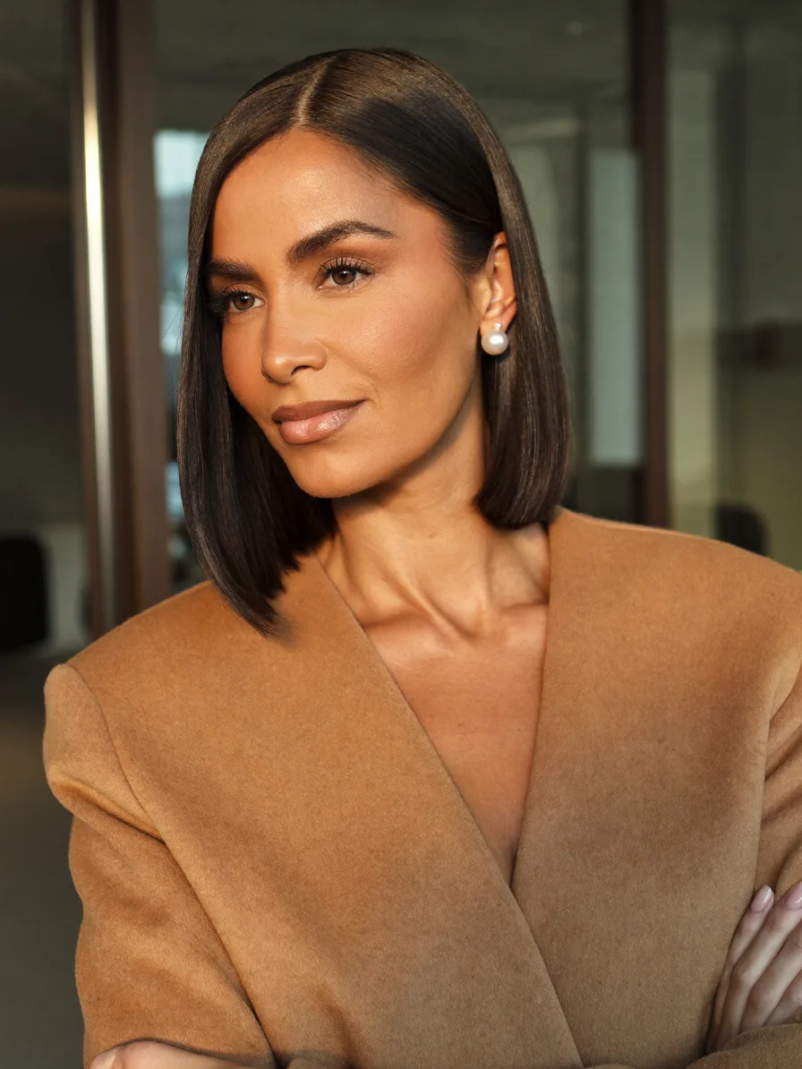 Sleek Chin-Length Blunt Bob with a Center Part