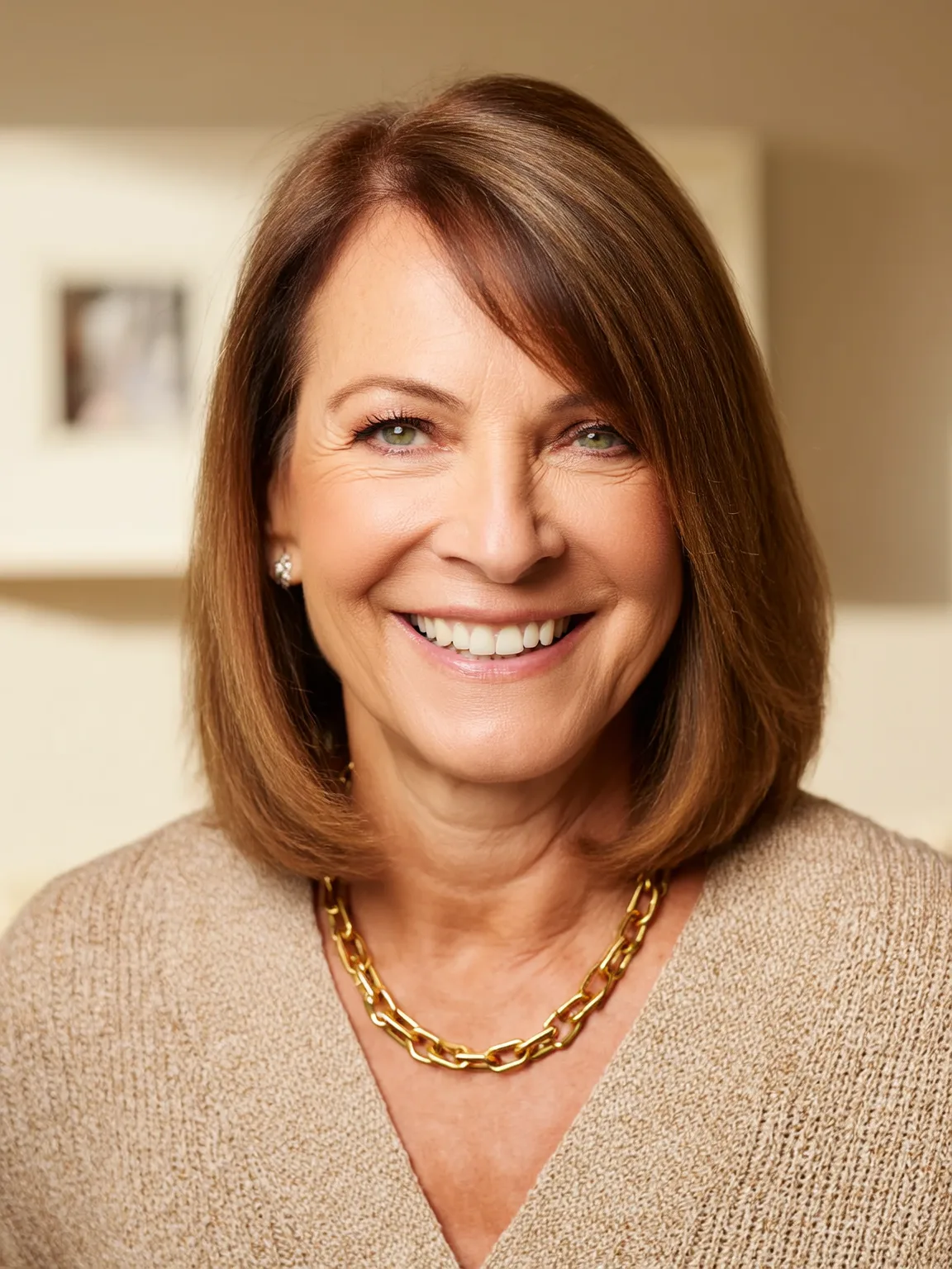 Chin-Length Bob with Warm Chestnut Brown Shine