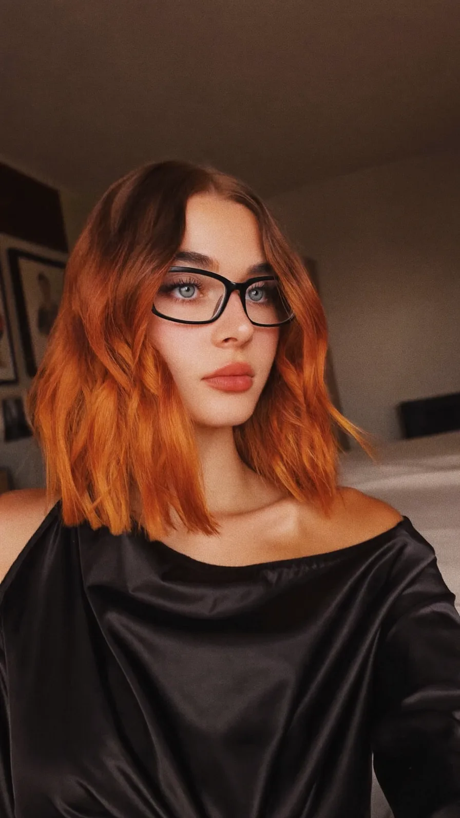 Modern Ombre Lob with Curtain Bangs and Flowing Texture