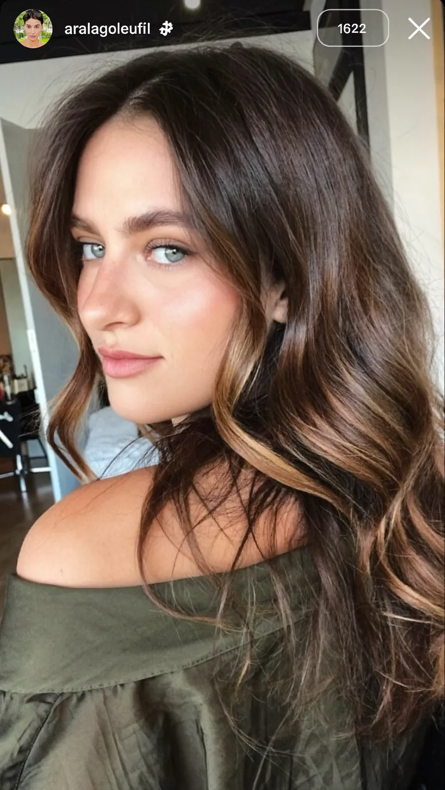 Modern Long Layered Hair with Warm Caramel Balayage Highlights