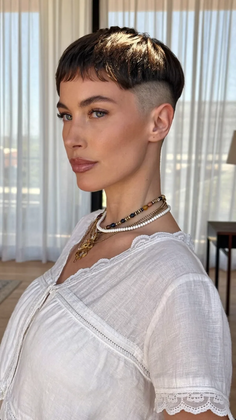 Bold Undercut Pixie with Micro Blunt Bangs