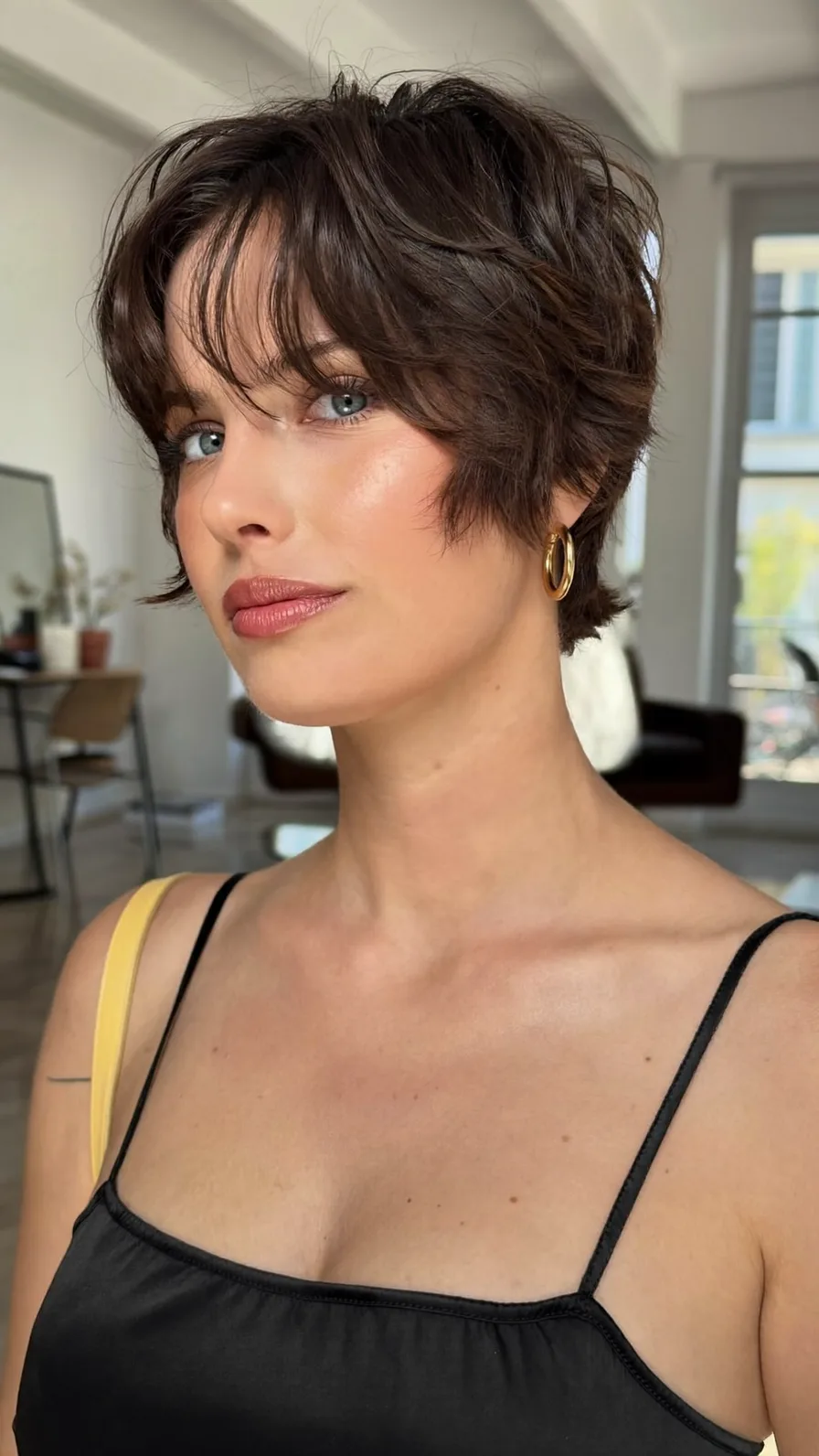 Modern Textured Pixie with Soft Curtain Bangs