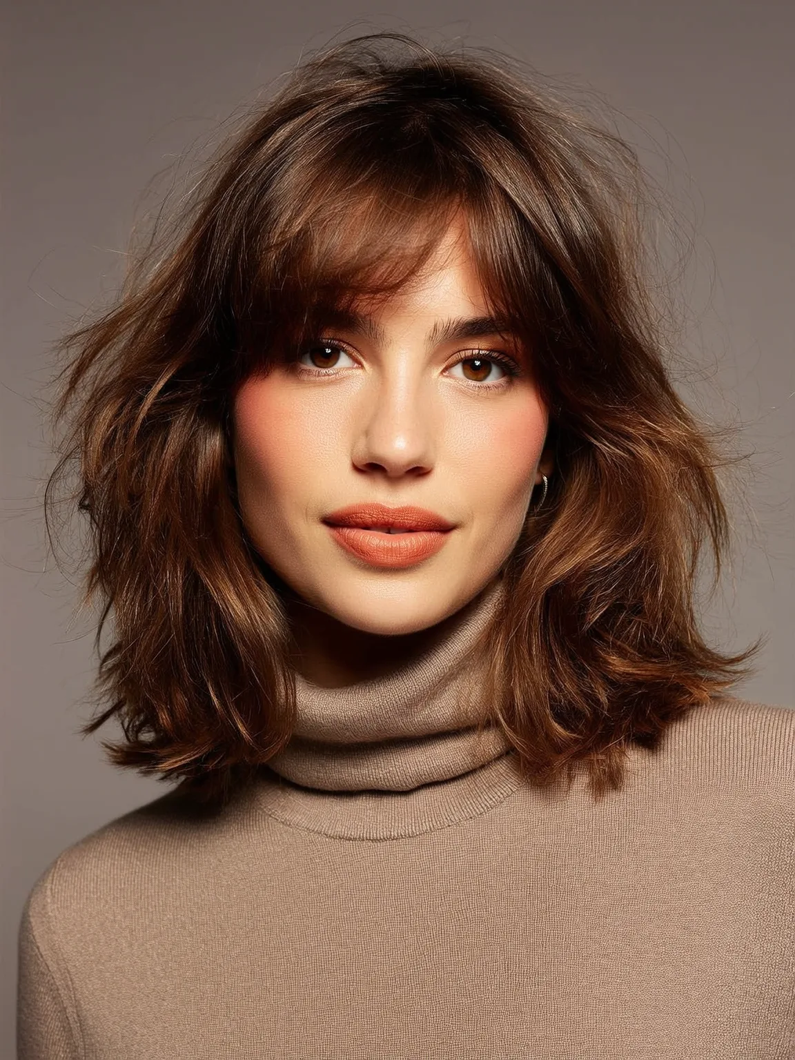 chocolate brown with subtle highlights lob